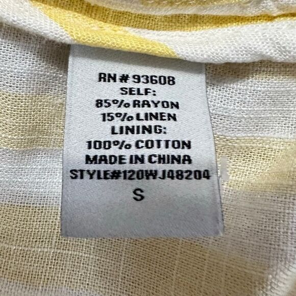 Willow Meyer Blazer‎ Women's Small Yellow White Striped Linen Blend Long Sleeve - Picture 8 of 13